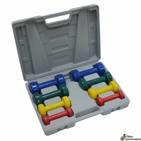 Домашний гантельный набор FitLogic. FitLogic Home Vinyl Dumbbel Set Box.
