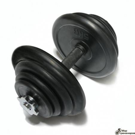 Наборная гантель 20 кг. FitLogic Rubber Dumbbell 20 kg.