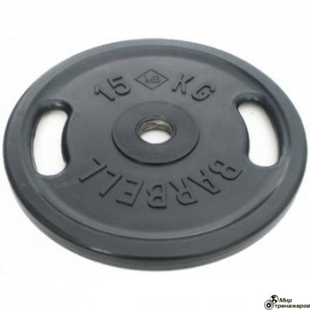  Диск обрезиненный, черный, евро - классик с ручками ТМ Barbell
